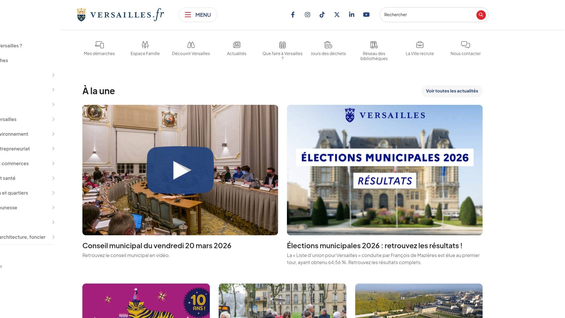 Screenshot of www.versailles.fr