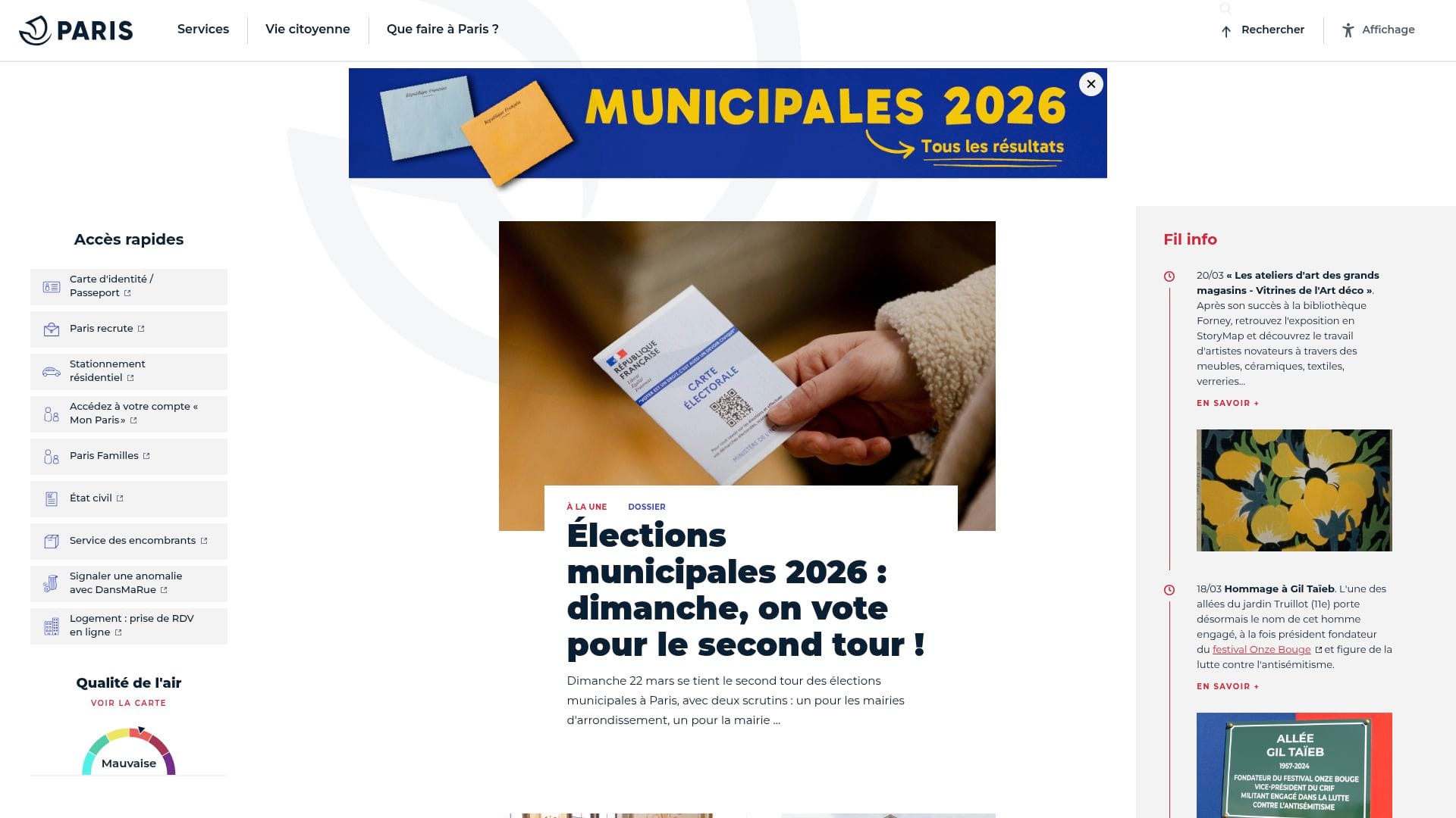 Screenshot of www.paris.fr