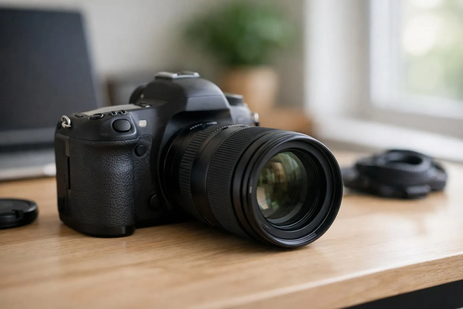 Vue aérienne réaliste d'un quartier résidentiel français typique montrant l'organisation urbaine avec immeubles haussmanniens et modernes, rues arborées, parc public au centre, commerces de proximité visibles au rez-de-chaussée, école avec cour, arrêts de bus, stationnement, pistes cyclables. Lumière naturelle de fin d'après-midi, couleurs neutres (gris ardoise des toits, blanc crème des façades, vert des arbres). Composition éditoriale claire pour illustrer l'analyse de localisation immobilière. Aucun texte, logo ou chiffre visible dans l'image.