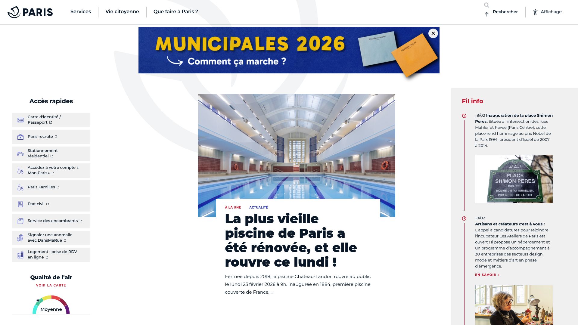 Screenshot of www.paris.fr